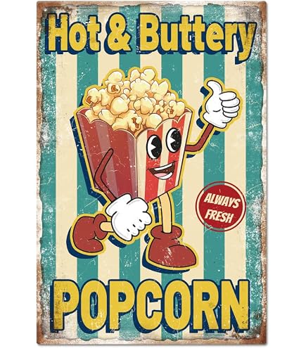 Amazon.com: SUMIK Popcorn Fresh and Delicious, Metal Tin Sign